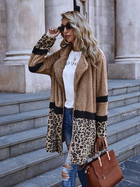 womens designer lapel neck jackets autumn winter long sleeve outerwear fashion leopard print panelled womens cardigan coat, Black;brown
womens designer lapel neck jackets autumn winter long sleeve outerwear fashion leopard print panelled womens cardigan coat, Black;brown