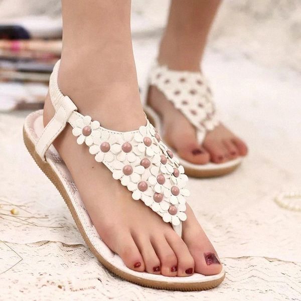 Summer shoes women flat sandals 2020 elastic band flower summer sandals women shoes basic casual woman zapatos de mujer #xG7e, Black