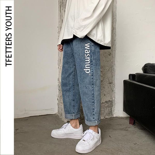 men's jeans tfetters 2021 arrival men young mid straight male loose printed ankle-length trousers vintage mens clothing1, Blue
men's jeans tfetters 2021 arrival men young mid straight male loose printed ankle-length trousers vintage mens clothing1, Blue