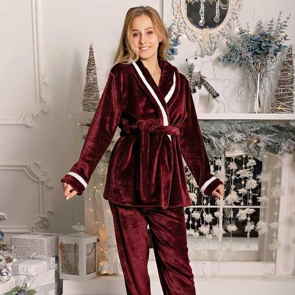 women's sleepwear hiloc patchwork robe sets winter women warm long sleeve velvet pajamas with bathrobe home wear thick suit female, Black;red
women's sleepwear hiloc patchwork robe sets winter women warm long sleeve velvet pajamas with bathrobe home wear thick suit female, Black;red
