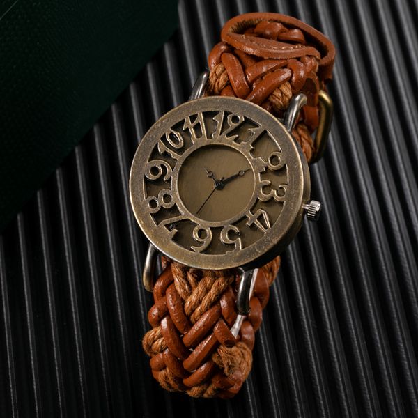 watch antique style hollow dial womens wrist watch woven leather ladies quartz wristwatchs woven cowhide retro hollow head bracelet wrist, Slivery;brown
watch antique style hollow dial womens wrist watch woven leather ladies quartz wristwatchs woven cowhide retro hollow head bracelet wrist, Slivery;brown