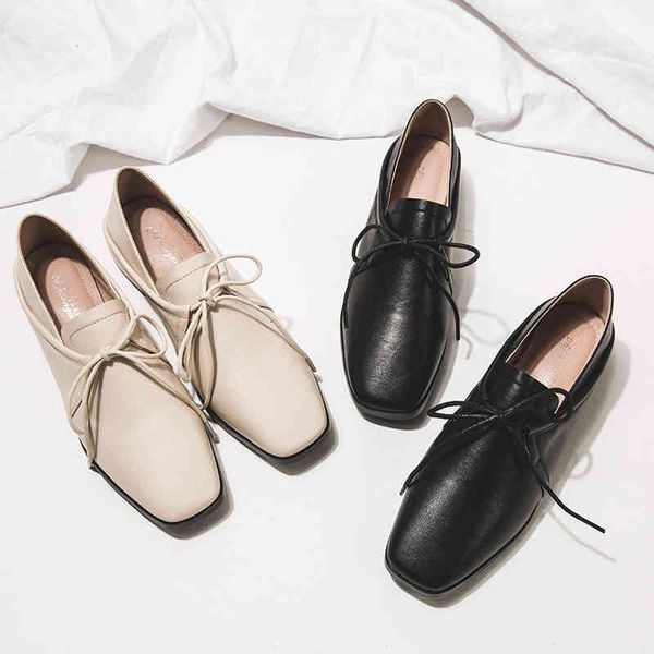 

thick heels lace-up woman loafers square toe solid 2-wear flats casual brief femme single derby shoes comfy spring moccasins2020, Black