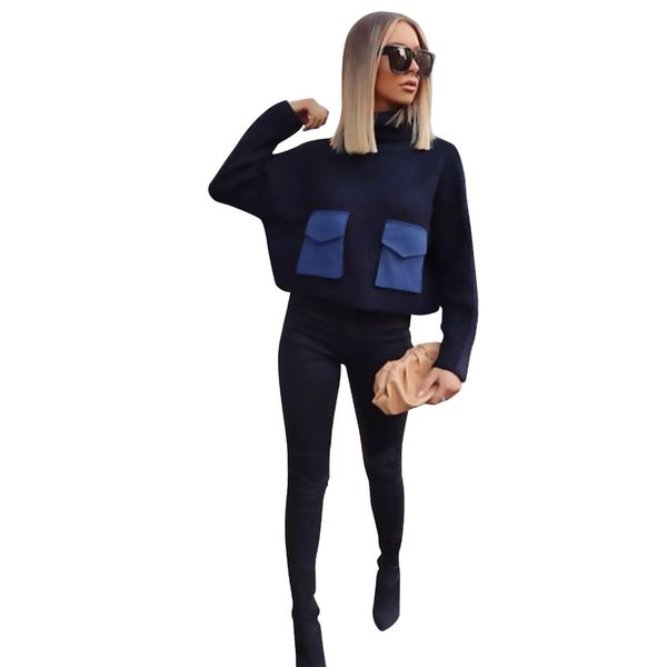 independent station european and american womens clothing supply turtleneck sweater autumn and winter stitching coat, White;black
independent station european and american womens clothing supply turtleneck sweater autumn and winter stitching coat, White;black