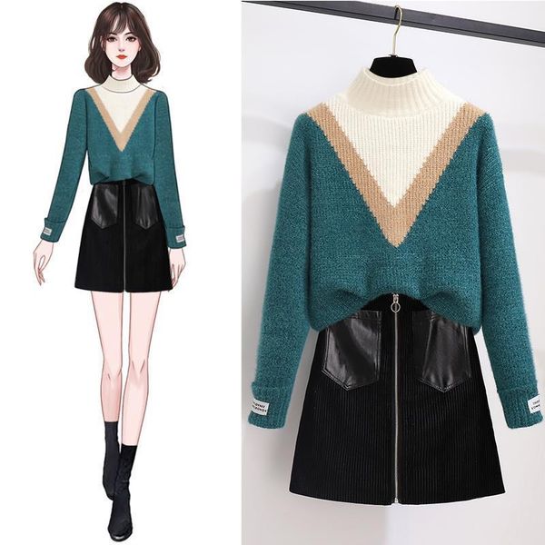 women's tracksuits women 2021 autumn winter turtleneck knitted pullover sweater + high-waisted skirt two piece set female skirts outfit, Gray
women's tracksuits women 2021 autumn winter turtleneck knitted pullover sweater + high-waisted skirt two piece set female skirts outfit, Gray