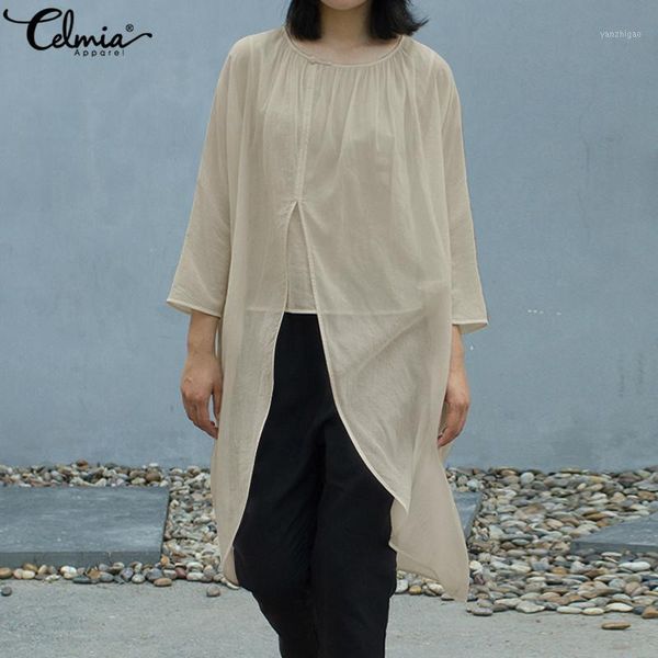 vintage asymmetrical long shirts celmia women fashion blouses 2020 summer split tunic casual loose solid pleated blusas 5xl1, White
vintage asymmetrical long shirts celmia women fashion blouses 2020 summer split tunic casual loose solid pleated blusas 5xl1, White