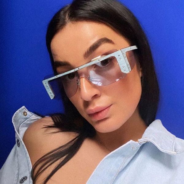 2020 designer fashion rimless sunglasses women men vintage oversized siamese rivet cowboy decoration sun glasses, White;black
2020 designer fashion rimless sunglasses women men vintage oversized siamese rivet cowboy decoration sun glasses, White;black