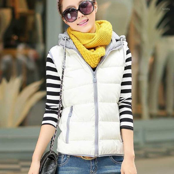 women's vest 2020 new harajuku winter down cotton hooded vests of women jacket black coat chalecos para mujer kj3801, Black;white
women's vest 2020 new harajuku winter down cotton hooded vests of women jacket black coat chalecos para mujer kj3801, Black;white