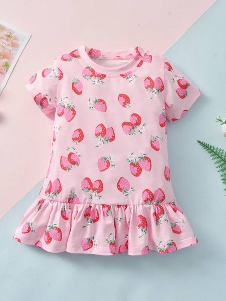 baby girl ruffle hem strawberry print dress she, Red;yellow
baby girl ruffle hem strawberry print dress she, Red;yellow