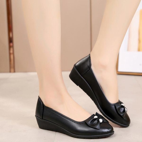 women's fashion casual butterfly knot wedges med heel work leather shoes chaussure femme compens cuir noir #3, Black
women's fashion casual butterfly knot wedges med heel work leather shoes chaussure femme compens cuir noir #3, Black