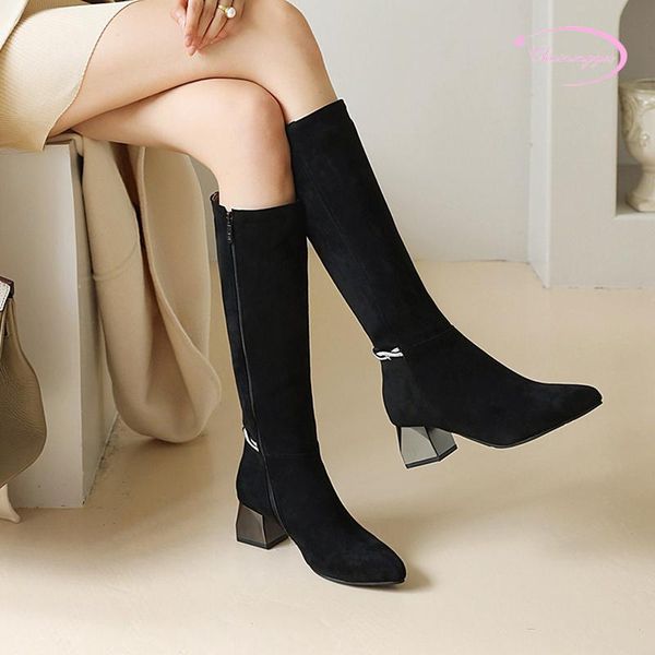 casual style round toe flock knee-high boots fashion rhinestone zipper black high-heeled chunky riding boots women's shoes
casual style round toe flock knee-high boots fashion rhinestone zipper black high-heeled chunky riding boots women's shoes