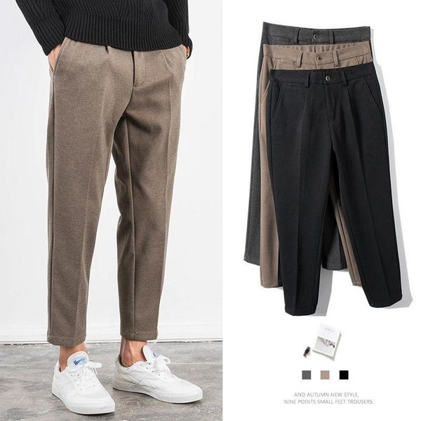 men's pants autumn winter pure color stretch woolen trousersstraight suit-pants loose sanding casual trousers, Black
men's pants autumn winter pure color stretch woolen trousersstraight suit-pants loose sanding casual trousers, Black