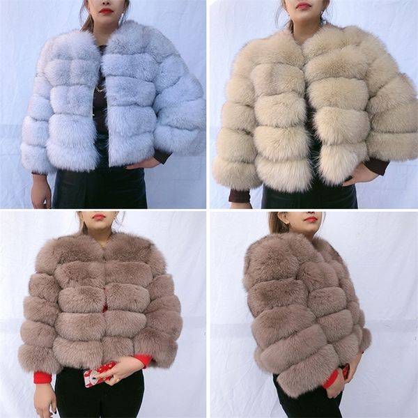 fashionable warm fox natural real vest genuine fur coat good quality 201212, Black