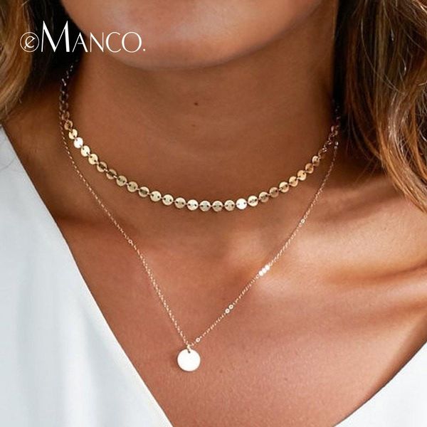 e-manco bohemia choker necklaces for women two layered gold chain copper adjustable femme necklace fashion jewelry y200323, Silver
e-manco bohemia choker necklaces for women two layered gold chain copper adjustable femme necklace fashion jewelry y200323, Silver
