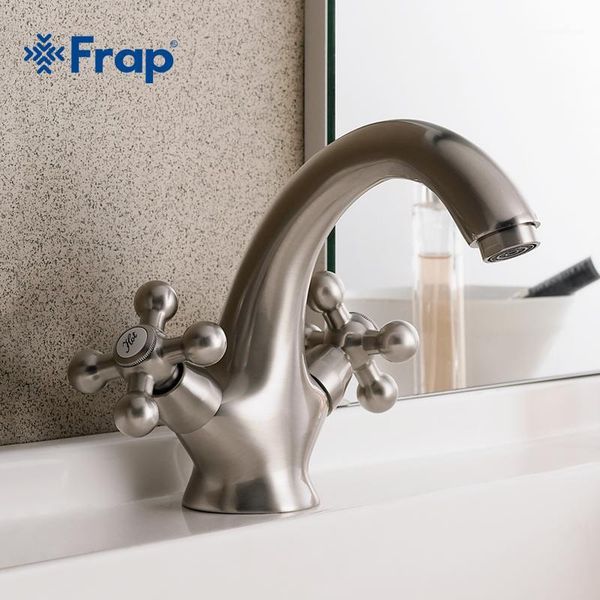 frap brass body nickel brushed bathroom basin faucets two handles retro color f1019-51
frap brass body nickel brushed bathroom basin faucets two handles retro color f1019-51