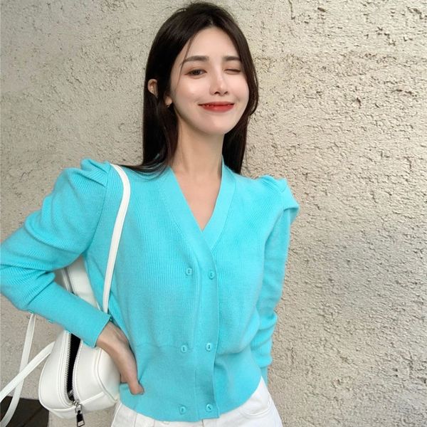 2020 autumn new v-neck sweater foreign style bubble long sleeve double breasted t-shirt short cardigan women's wear
2020 autumn new v-neck sweater foreign style bubble long sleeve double breasted t-shirt short cardigan women's wear