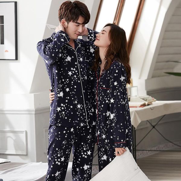 couple pajamas spring and autumn pure cotton long-sleeved men's home service autumn thin large size star casual suit dormir, Black;brown
couple pajamas spring and autumn pure cotton long-sleeved men's home service autumn thin large size star casual suit dormir, Black;brown