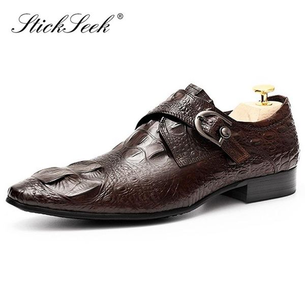 vintage genuine leather man formal dress office shoes alligator pattern pointed toe monk strap mens italian designer flats hs101, Black
vintage genuine leather man formal dress office shoes alligator pattern pointed toe monk strap mens italian designer flats hs101, Black