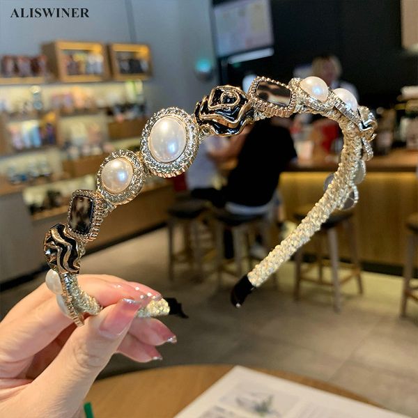 korean style pearl stone hair hoop headbands for women retro alloy hairbands ladies fashion jewelry luxury hair accessories, Golden;silver
korean style pearl stone hair hoop headbands for women retro alloy hairbands ladies fashion jewelry luxury hair accessories, Golden;silver