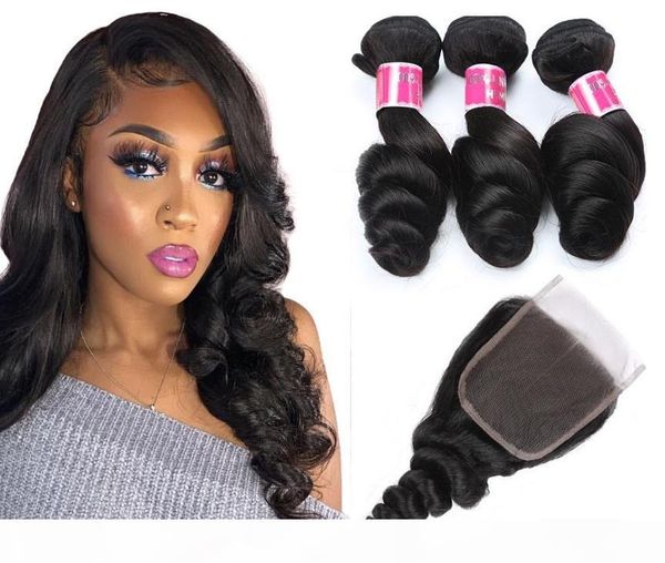 loose wave human hair bundles with closures 3+1 4*4 lace 100% brazilian virgin hair weaves double weft hair extensions part quality, Black
loose wave human hair bundles with closures 3+1 4*4 lace 100% brazilian virgin hair weaves double weft hair extensions part quality, Black