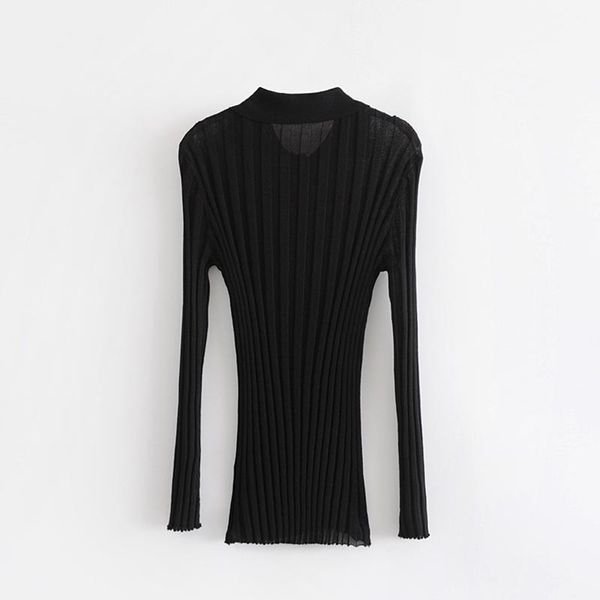 2019 women's black sweater with long sleeve female knitted slim casual turn down collar with v-neck soft pullover1, White;black
2019 women's black sweater with long sleeve female knitted slim casual turn down collar with v-neck soft pullover1, White;black