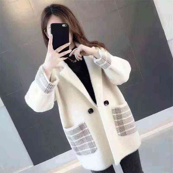 women's sweaters autumn winter women faux mink knitted coat female plaid jacket outerwear sueter mujer invierno z60 ap3i, White;black
women's sweaters autumn winter women faux mink knitted coat female plaid jacket outerwear sueter mujer invierno z60 ap3i, White;black