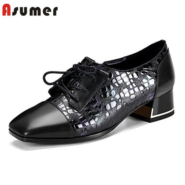 dress shoes asumer 2021 genuine leather women pumps square toe lace up spring summer single woman casual, Black
dress shoes asumer 2021 genuine leather women pumps square toe lace up spring summer single woman casual, Black