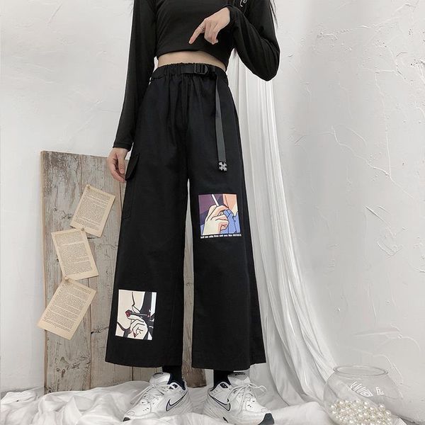 pants women 2020 new korean harajuku loose high waist slim black overalls female casual straight wide leg pants, Black;white
pants women 2020 new korean harajuku loose high waist slim black overalls female casual straight wide leg pants, Black;white