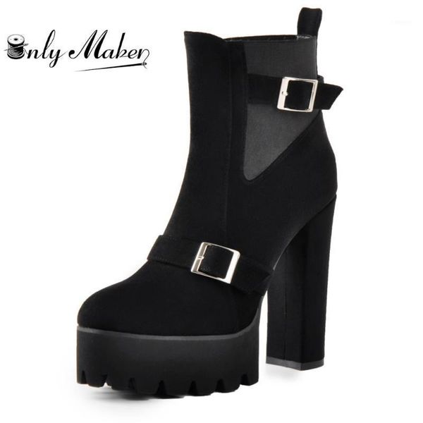 onlymaker ankle boots thick high heel buckle strap for ladies booties plus size 35-461, Black
onlymaker ankle boots thick high heel buckle strap for ladies booties plus size 35-461, Black