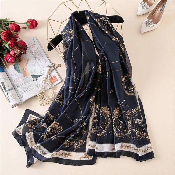 scarves yulaili 2021 summer for women print silk scarf girl beach dress accessories lady sun protection shawl wrap, Blue;gray
scarves yulaili 2021 summer for women print silk scarf girl beach dress accessories lady sun protection shawl wrap, Blue;gray