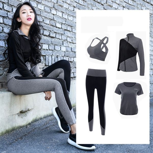 autumn and winter new fashion yoga shorts of 4 four-piece set of 4thin yoga fitness suit running suit black gray four piece set for women 4i 
autumn and winter new fashion yoga shorts of 4 four-piece set of 4thin yoga fitness suit running suit black gray four piece set for women 4i