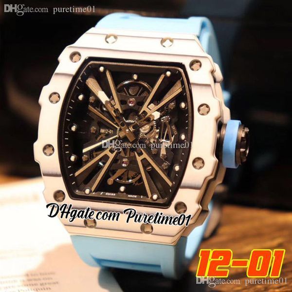 2022 white carbon fiber miyota automatic mens watch black skeleton dial blue rubber strap super edition puretime01 1201h8, Slivery;brown
2022 white carbon fiber miyota automatic mens watch black skeleton dial blue rubber strap super edition puretime01 1201h8, Slivery;brown
