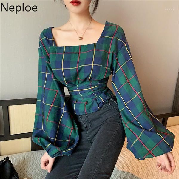 neploe plaid blouse women casual square collar drawstring female shirts korean fashion puff sleeve slim waist female 483341, White
neploe plaid blouse women casual square collar drawstring female shirts korean fashion puff sleeve slim waist female 483341, White