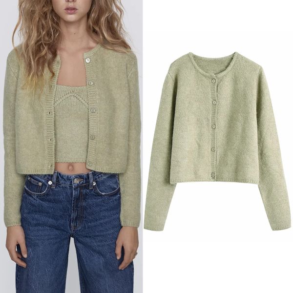 2021 new green cropped women autumn fashion long sleeve knitted cardigan woman button up casual sweater fqgx, White;black 
2021 new green cropped women autumn fashion long sleeve knitted cardigan woman button up casual sweater fqgx, White;black