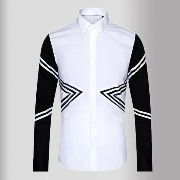men's casual shirts white mens luxury long sleeve rib splicing design dress fashion slim fit party man 3xl, White;black
men's casual shirts white mens luxury long sleeve rib splicing design dress fashion slim fit party man 3xl, White;black