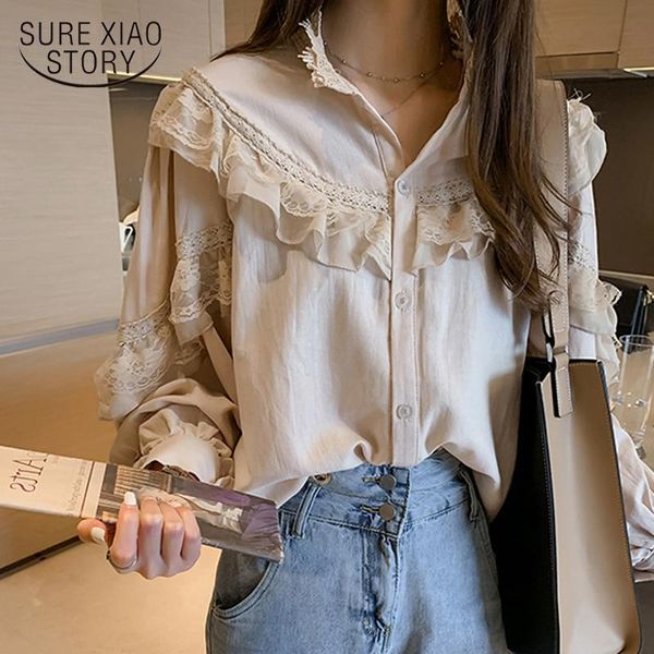 women's blouses & shirts casual elegant women and vintage spring lantern long sleeve loose lace blouse fashion blusas 10097, White
women's blouses & shirts casual elegant women and vintage spring lantern long sleeve loose lace blouse fashion blusas 10097, White