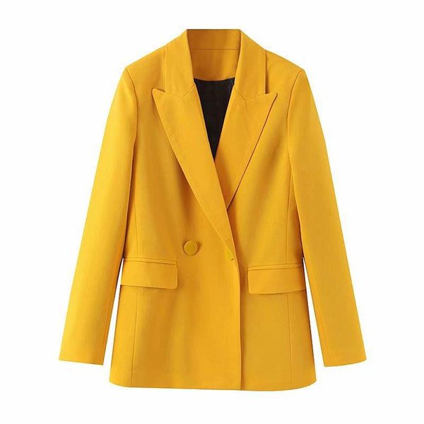 women's suits & blazers 2021 autumn women yellow and jackets suit jacket double breasted pockets ladies blazer outwear work coat, White;black
women's suits & blazers 2021 autumn women yellow and jackets suit jacket double breasted pockets ladies blazer outwear work coat, White;black