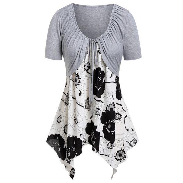 jaycosin 2019 new summer women suit casual plus size floral print bandage short sleeve crop irregular camis suits 904245, Gray
jaycosin 2019 new summer women suit casual plus size floral print bandage short sleeve crop irregular camis suits 904245, Gray