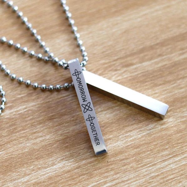 2020 new txt group stainless steel engraved necklace korean tomorrow x together composite three-dimensional bar pendant jewelry, Silver
2020 new txt group stainless steel engraved necklace korean tomorrow x together composite three-dimensional bar pendant jewelry, Silver