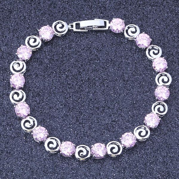 link, chain silver colour pink cubic zirconia bracelet manchette femme pulseras mujer s127, Black
link, chain silver colour pink cubic zirconia bracelet manchette femme pulseras mujer s127, Black