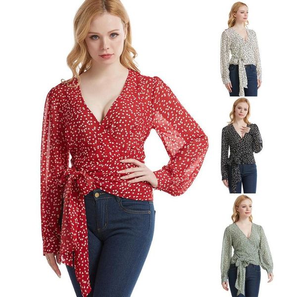 women fashion v neck heart print waist lace up long sleeve shirt blouse style women loose blouses, White
women fashion v neck heart print waist lace up long sleeve shirt blouse style women loose blouses, White