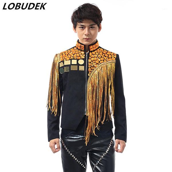 gold rhinestones tassels jacket coat male costume nightclub tide punk singer stage outfit bar musical concert rock show jackets1, Black;brown
gold rhinestones tassels jacket coat male costume nightclub tide punk singer stage outfit bar musical concert rock show jackets1, Black;brown