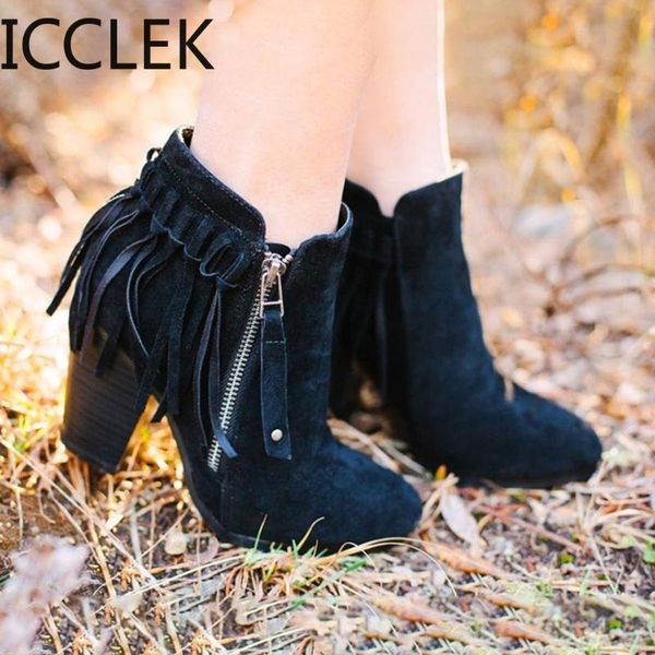 icclek 2020 tassel new thick heels high shoes women heels women's boots thick and martins boots 35-43 a119, Black
icclek 2020 tassel new thick heels high shoes women heels women's boots thick and martins boots 35-43 a119, Black
