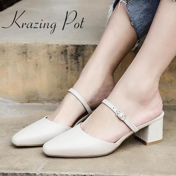 krazing pot new natural leather high heels streetwear pointed toe art design buckle straps non-slip handmade summer sandals l17, Black
krazing pot new natural leather high heels streetwear pointed toe art design buckle straps non-slip handmade summer sandals l17, Black