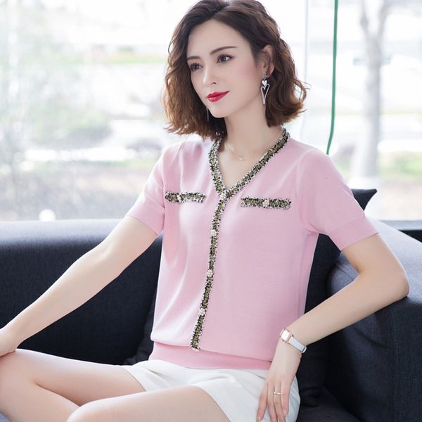 short sleeve knitted for women 2020 new women's summer dress t-shirt dress loose pin bead v-neck knitted half sleeve t-shirt 2ioes, White;black
short sleeve knitted for women 2020 new women's summer dress t-shirt dress loose pin bead v-neck knitted half sleeve t-shirt 2ioes, White;black