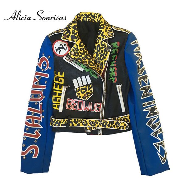 women autumn pu leather jacket women's print cat graffiti small leather jacket women's short leopard motorcycle biker coat 201030, Black
women autumn pu leather jacket women's print cat graffiti small leather jacket women's short leopard motorcycle biker coat 201030, Black