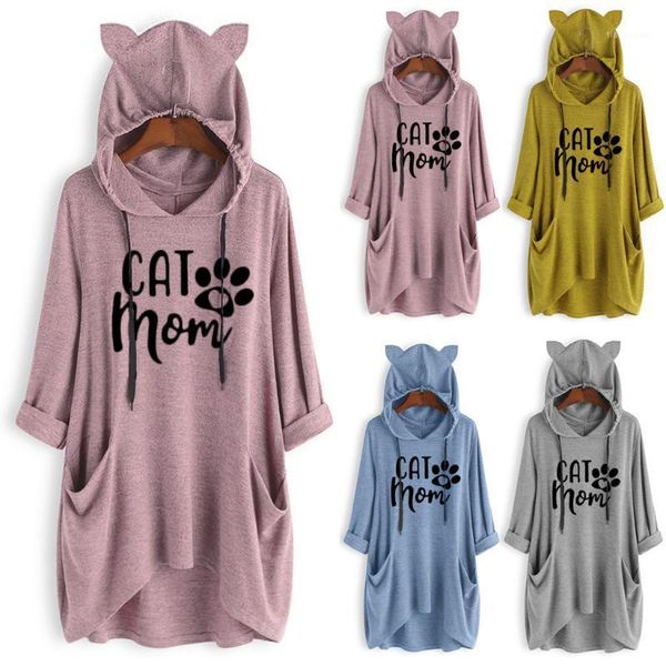 fashion trend plus size blouse women casual letter cat mom print blouse cat ear hooded 3/4 sleeves pocket shirt irregular 451, White
fashion trend plus size blouse women casual letter cat mom print blouse cat ear hooded 3/4 sleeves pocket shirt irregular 451, White