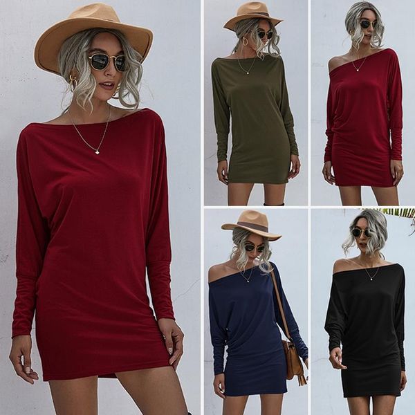 woman casual long sleeve solid color strapless word collar slim bag hip dress, Black;gray
woman casual long sleeve solid color strapless word collar slim bag hip dress, Black;gray