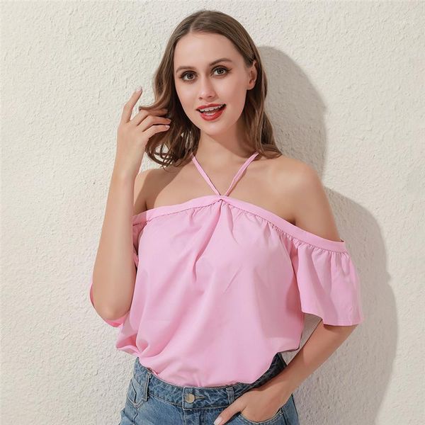 women new summer off shoulder halter blouse shirts backless solid color ladies elegant short sleeve shirt blusas1, White
women new summer off shoulder halter blouse shirts backless solid color ladies elegant short sleeve shirt blusas1, White