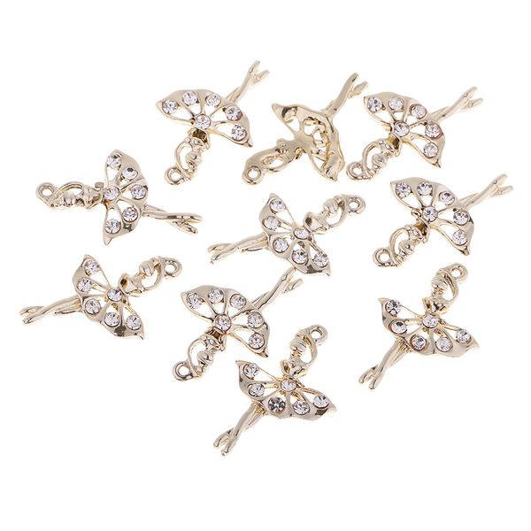 10 pieces ballet gold tone alloy pendants rhinestone ballerina / ballet dancer, Black
10 pieces ballet gold tone alloy pendants rhinestone ballerina / ballet dancer, Black