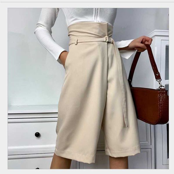new high waist belt wide leg pants women summer fashion all-match street five-point pants casual solid, Black;white
new high waist belt wide leg pants women summer fashion all-match street five-point pants casual solid, Black;white